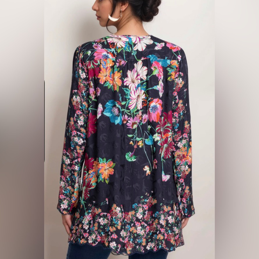 Nwt Johnny Was Floral Oasis Tandis Blouse Size M Bohemian